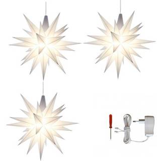 3 stk. Herrnhuter stjerne - 13cm - Hvid - inkl. 1 stk. AC-adapter