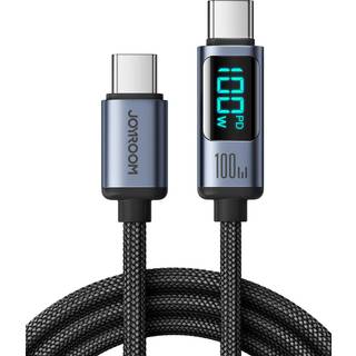 Joyroom vævet USB-C kabel med display - 100W - 1,2m - Sort