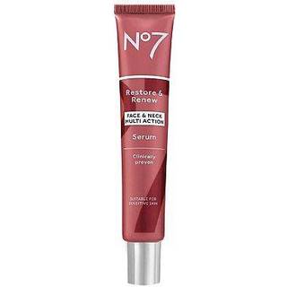 No7 Restore & Renew Multi-Action Face & Neck Serum - Anti-aging serum til reparation af dybe rynker - Collagen-infunderet ansigtsserum med en fug