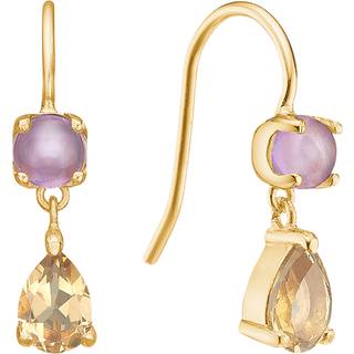 Carré Jewellery Carré Guldbelagte øreringe med Ametyst og Champagne Kvarts