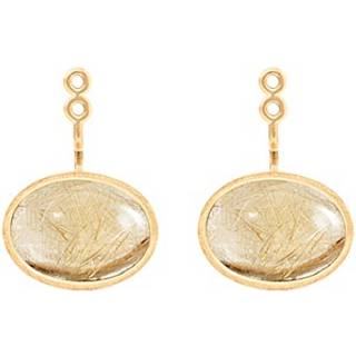 OLE LYNGGAARD COPENHAGEN Lotus 18 kt. guld ørevedhæng med rutilkvarts