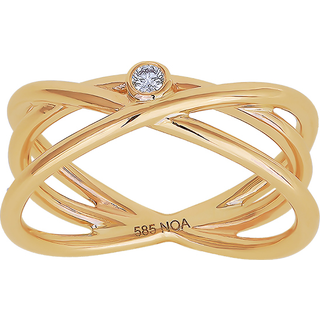 Siersbøl - 14kt. guld ring med 1 smuk diamant 0,04ct W/si