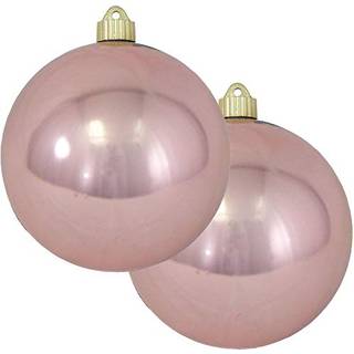 Jul af Krebs 6 """" (150 mm) Shiny Angel Wings Pink [2 stykker] Ekstra store faste store store store store udendørs plastiske UV -kuglepynt hængend