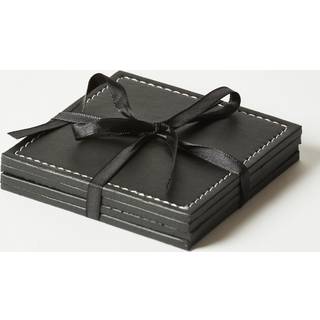 Da&#39;Core Glasbrikker 10x10 cm Sort Læderlook – 4 stk