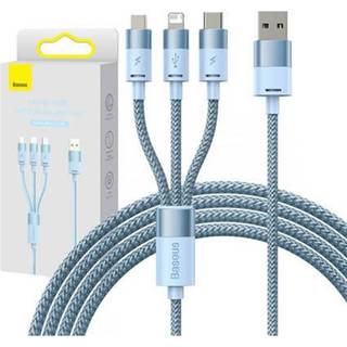 Baseus StarSpeed 3-i-1 opladnings- og datakabel - 1.2m, 3.5A - Blå