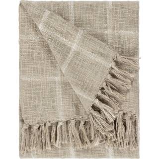 Yard Yard Stone Beige Beni Check Fringed 100% Cotton Throw