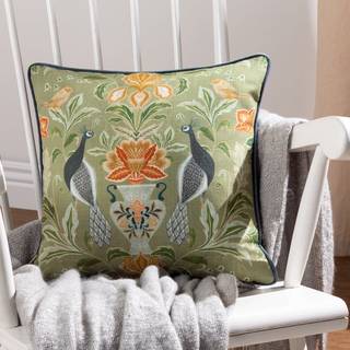 Evans Lichfield Evans Lichfield Green Chatsworth Peacock Country Floral Piped Cushion