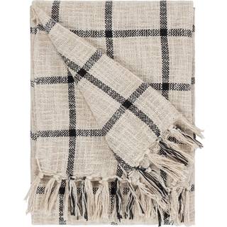 Yard Yard Natural Beige Beni Check Fringed 100% Cotton Throw