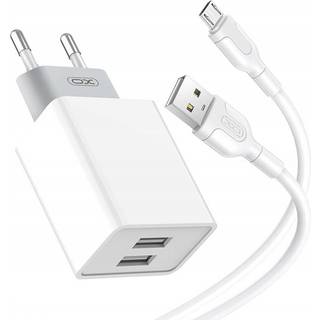 oplader XO L65EU med Micro USB-kabel 2xUSB (hvid)