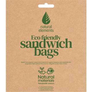 Sæt med 2 madposer, til sandwich, bivoks, Natural Elements-serien – Ki