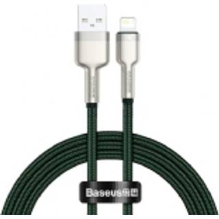 Baseus Metal hårdført vævet Lightning kabel - 1m - Grøn/Grå