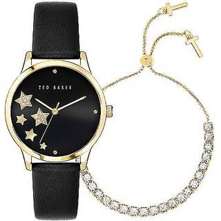 Ted Baker Black + Gold Crystal Stars Watch Gift Set - Gold