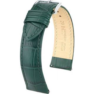 HIRSCH Duke Embossed Leather Watch Strap Green