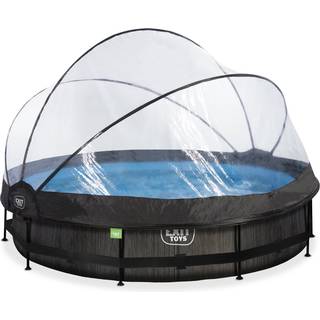 Koksgrå pool ø360x76cm med dome og filterpumpe - Exit
