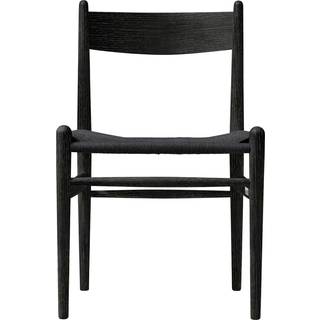 Carl Hansen - CH36, Svartlackad Ek, Svartflätat papperssnöre - Spisebordsstole - Hans J. Wegner - Sort - Papir/Træ