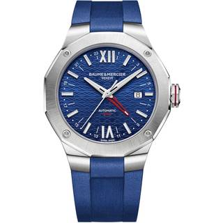 Baume & Mercier Riviera Swiss Made Automatic Blue GMT Dial Blue Rubber Strap Men's Watch BM0A10659
