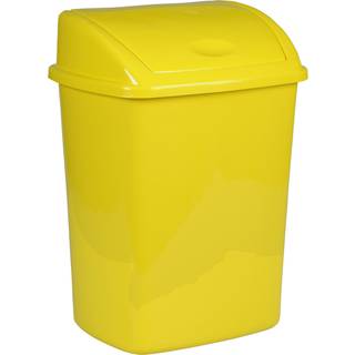 Affaldsspand 15 liter med svinglåg til gulv eller væg i plast gul
