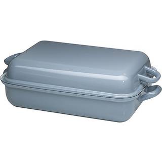 Riess Classic Pure Grey Bratpfanne 37 x 26 cm mit Deckel - Emaille - Grau