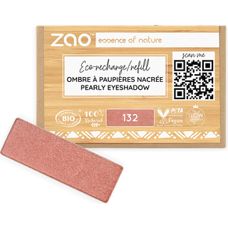 Zao Øjne Eyeshadow & Primer Refill Rectangular Eyeshadow 132 Peach Pink 1,3 g () - 1,3 g