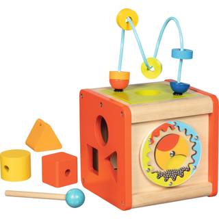 Goki Wooden Activity Cube Beatbox and Motor Skills Spiral