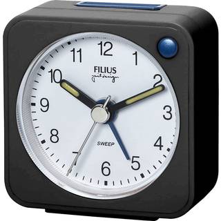 Filius 0524-17 Wecker ohne Ticken Kleinformat 5,5 x 5,5 cm Schwarz