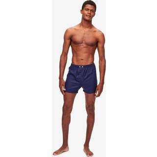 Derek Rose Classic Fit Woven Cotton Boxer Shorts Navy