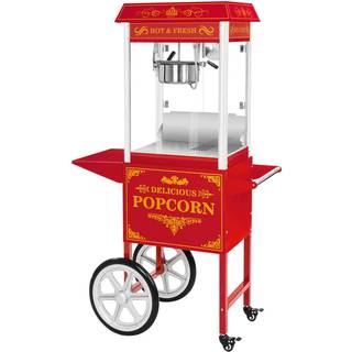Popcornmaskine med vogn - retrodesign - rød
