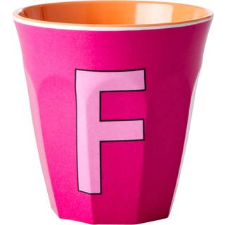RICE Rice melaminkop medium bogstav F 30 cl Fuchsia