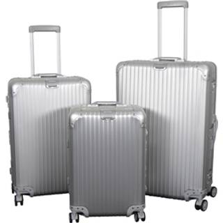 Aluminiums kufferter - Kuffertsæt 3 stk. - Luksuriøse rejsekufferter - Sølv med TSA lås
