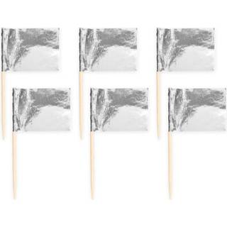 Flag Sticks Sølv - 50 Stk. - 6,5 cm