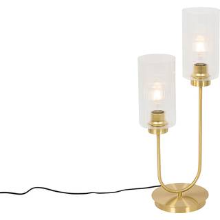 Art Deco bordlampe guld med glas 2-lys - Laura