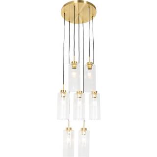 Art Deco Pendellampe guld med glas 7-lys - Laura