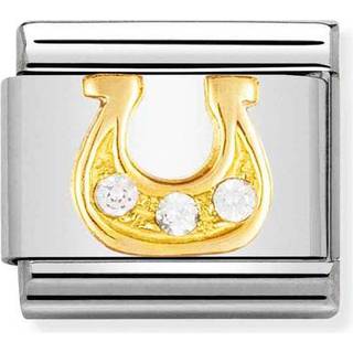 Nomination Classic - GOOD LUCK Edelstahl, 18K-Gold und Cubic Zirc. (Hufeisen DANISCH WEISS) - weiß