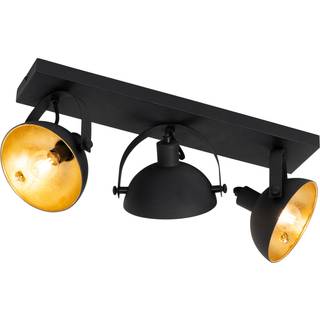 Industriel loftslampe sort med guld 3-lys justerbar - Magnax