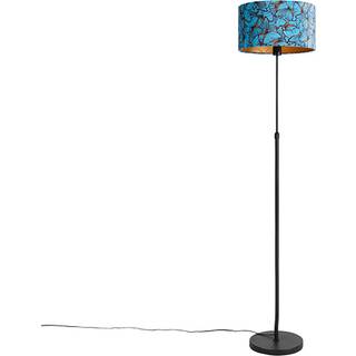 Gulvlampe sort med fløjlsskærm sommerfugle 35 cm - Parte