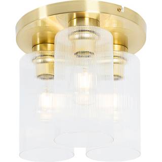 Art Deco loftslampe guld med glas 3-lys - Laura