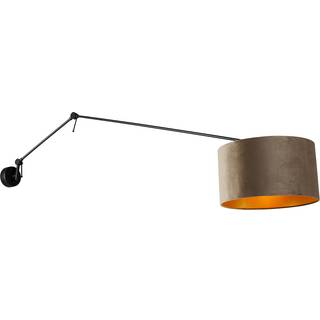Væglampe sort med taupe fløjlsskærm 35 cm justerbar - Blitz