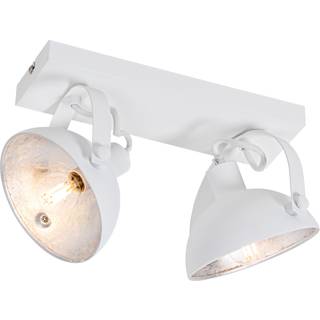 Industriel loftslampe hvid med sølv 2-lys justerbar - Magnax