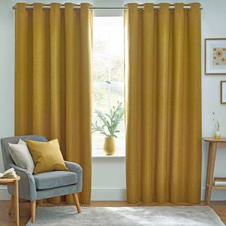 Furn furn. Mustard Dawn 100% Blackout Thermal Eyelet Curtains