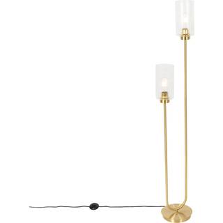 Art Deco gulvlampe guld med glas 2-lys - Laura