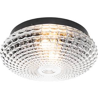 Klassisk loftslampe sort med røgglas 30 cm IP44 - Nohmi