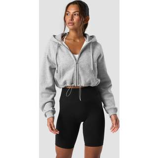 Everyday Cropped Zip Hoodie Wmn Light Grey Melange