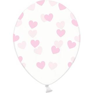 50 stk. Krystalballoner klar med pink hjerter - Perfekt til festlig dekoration 12"