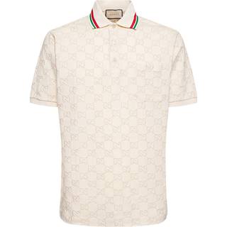 Gucci GG embroidered polo top - neutrals - EU 48
