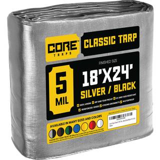 CORE TARPS KLASSIK 5 MIL TARP DÆKNING Vandtæt UV -resistent RIP og tåre Proof Poly Tarpaulin med forstærkede kanter til tagcamping Patio Pool Cov