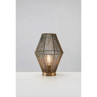 Casa bordlampe med metalskærm, antik messing