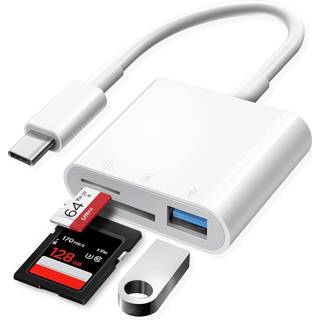 NÖRDIC USB-C kortlæser 2 slot SD, MicroSD, 1xUSB-A 3.0 UHS-I