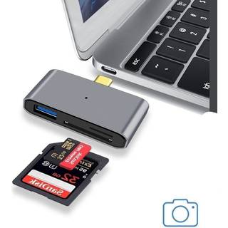 NÖRDIC USB-C kortlæser 2 slot SD, MicroSD, 1xUSB-A UHS-I