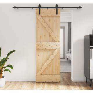 skydedør med monteringssæt 70x210 cm massivt fyrretræ