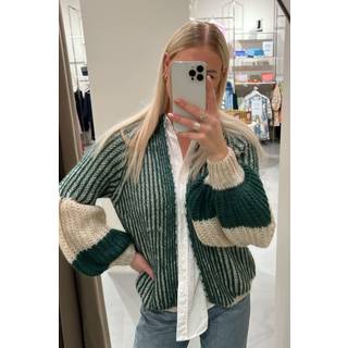 Noella Cardigan - Liana - Beige/Bottle Green
